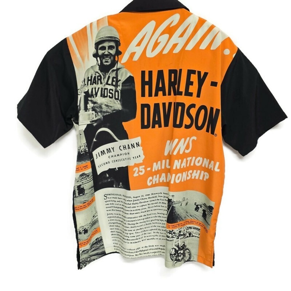 Harley-Davidson Jimmy Chann Racing Shirt Mens M Black Orange Championship